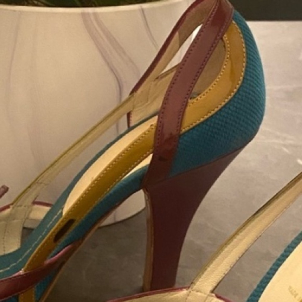 Prada Blue and Yellow Heels with Modern Design - Picture 9 of 12